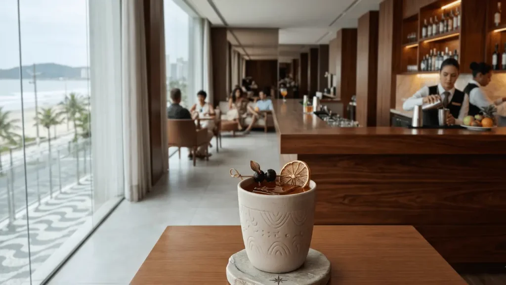 um drink em cima de mesa de bar diferencial competitivo